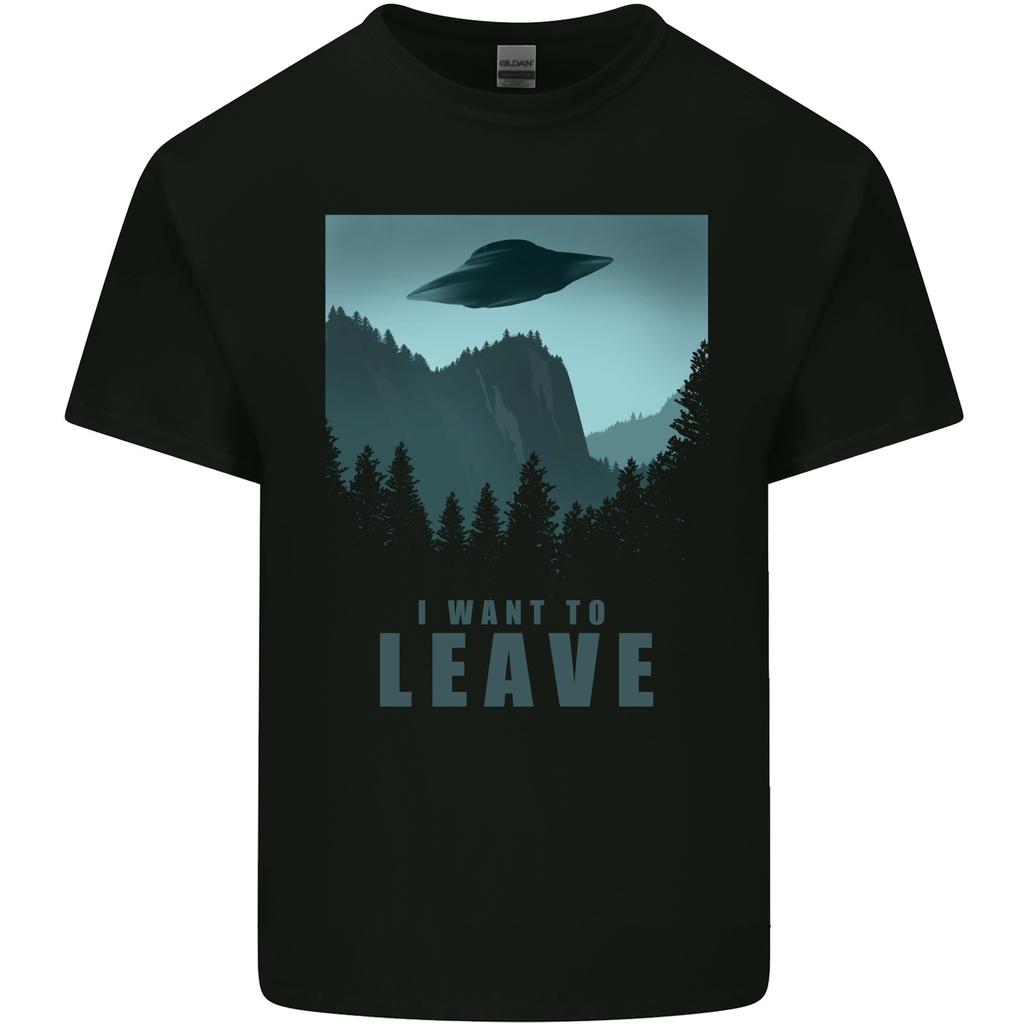 UFO I Want Leave Funny Alien Anti Social Unisexs Light Cotton TShirt