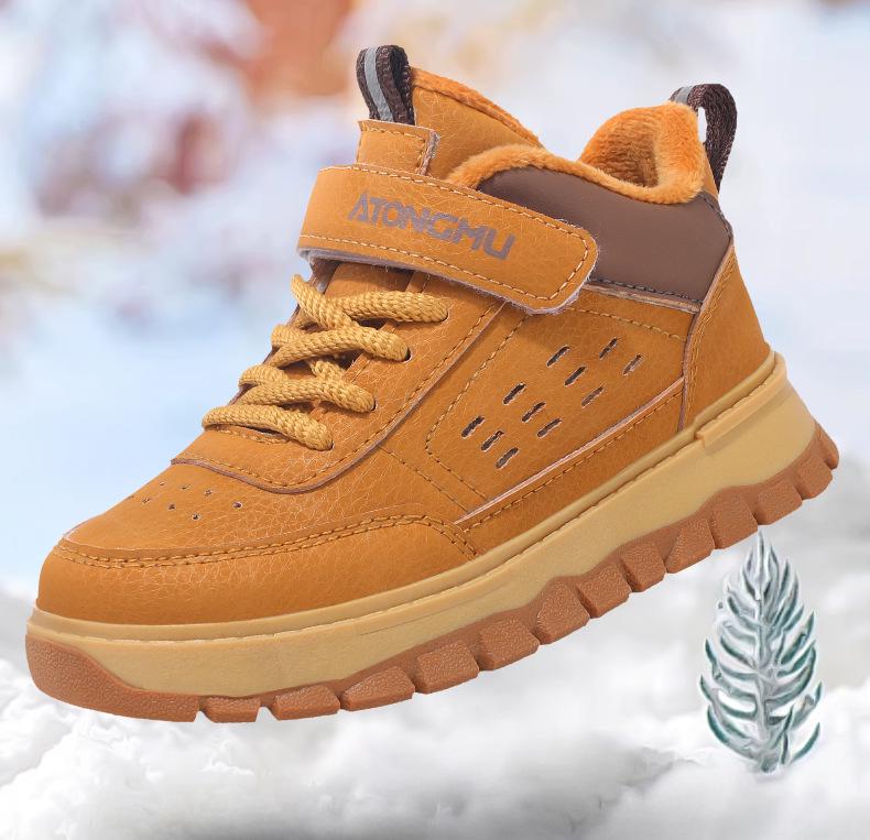 Boys' Fleece-Lined Waterproof Non-Slip Winter Sports Shoes for Mid-to-Big Kids 2025