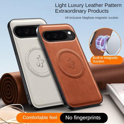 Wireless Charging Magnetic Case for Google Pixel 10 Pro XL Protective Cover PU Leather Hard Back Shell Coque Funda