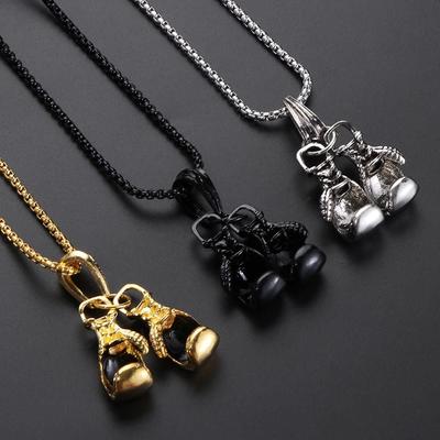 Cool män pojkar present mode rostfritt stål choker boxningshandske hänge halsband kedja