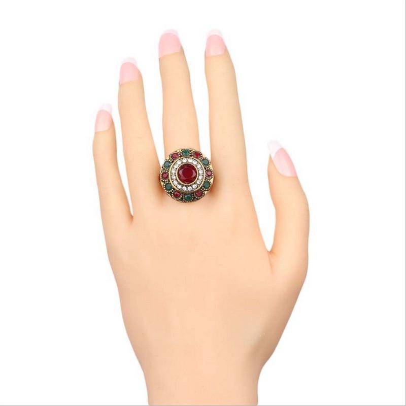 Ring Agate Red Resin Crystal Beads Round Multicolor