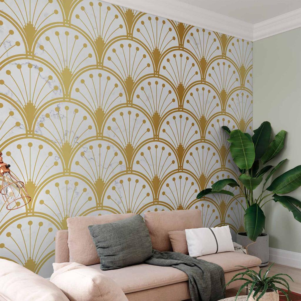 Wallpaper - Gold And Marble Art Deco Inspired Pattern