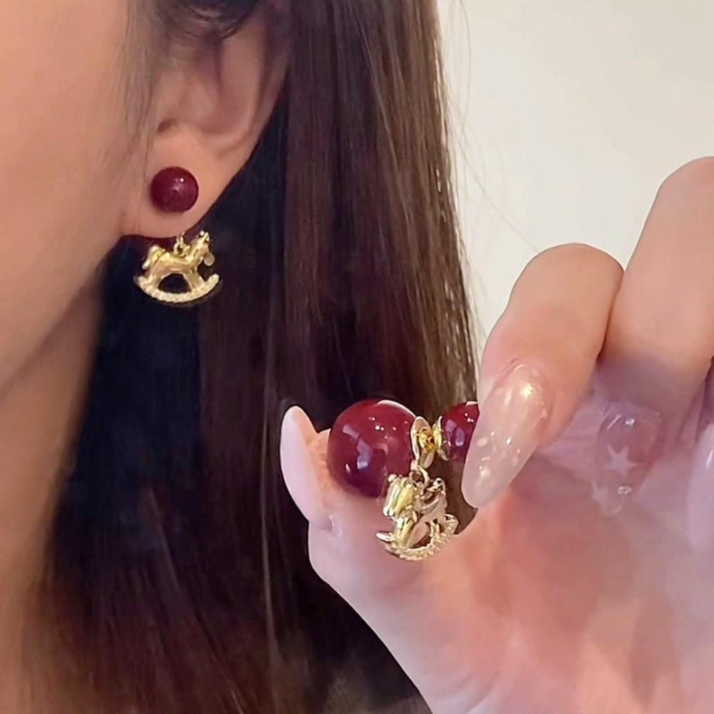 Bijoux de mode Boucles d'oreilles Zodiaque Cheval Boucles d'oreilles Pendantes Poney à Bascule Boucles d'oreilles Poney Cartoon Dame