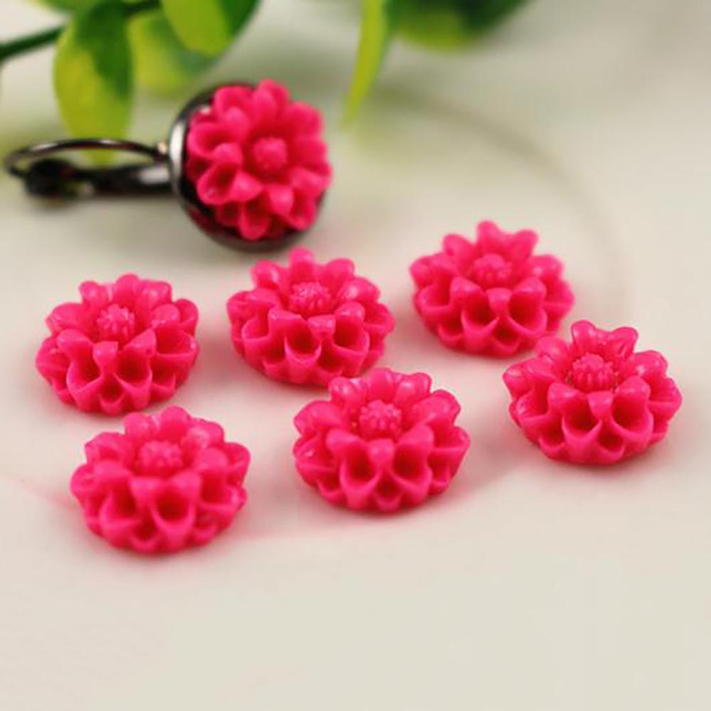 

New Fashion 40pcs 12mm 11 Colors Flat Back Resin Flower Cabochons Cameo розы красного