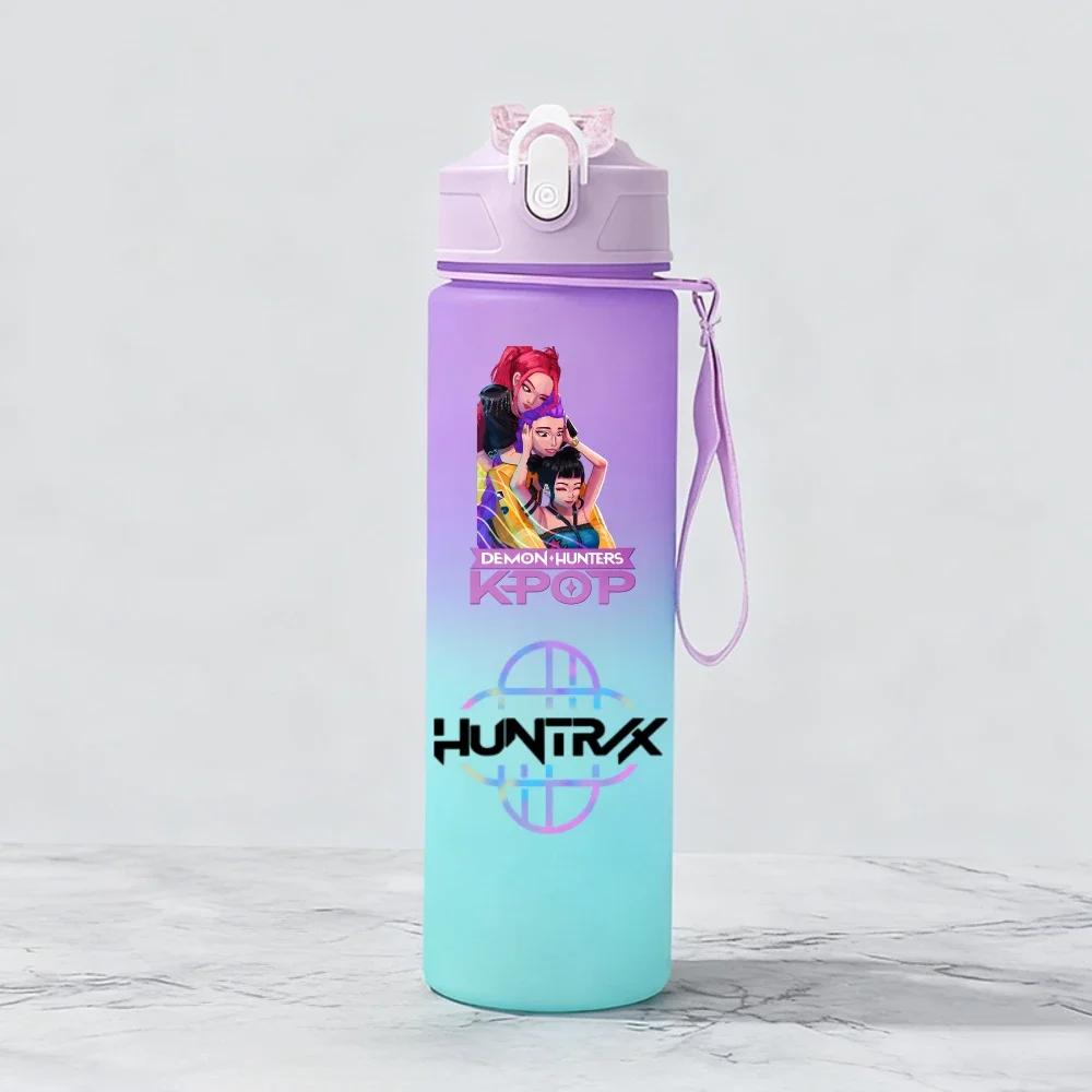 Kpop Demon Hunters Team Creative Gradient Water Bottle Unisex Sports Style Reusable Jug designed for Outdoor Cycling Travel Fitness