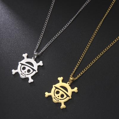 Jednodielny retiazkový náhrdelník s príveskom Anime Luffy Skeleton Anime Charm Luffy Choker náhrdelník NWT 18K pozlátené striebro