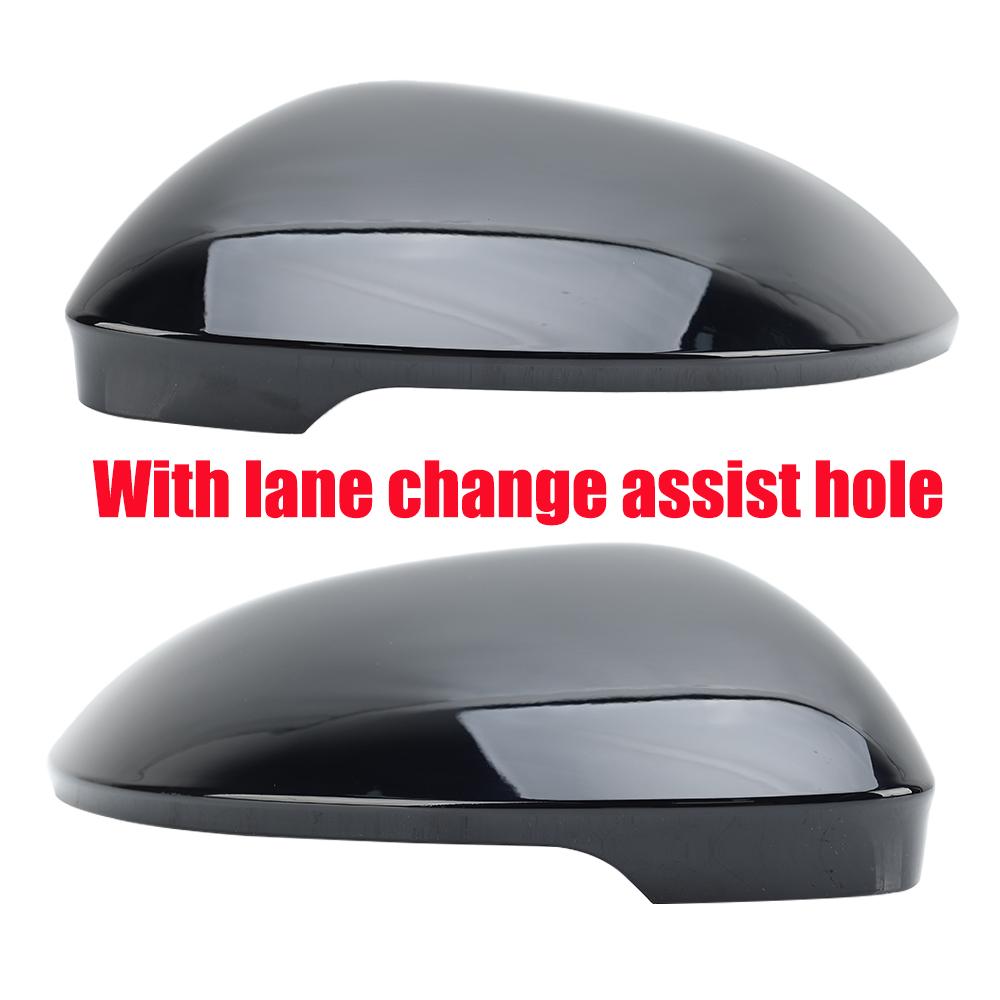 

Pair Side Door Mirror Cover Caps For VW Volkswagen Golf 8 MK8 VIII GTI R GTE GTD 2020 2025 Glossy Black With Lane Assist Hole