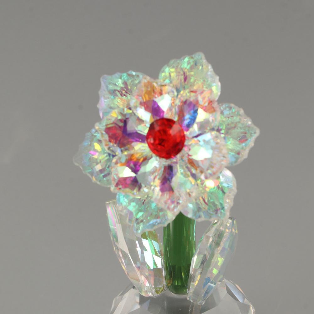 Round Base Crystal Flower Figurine Handmade Glass Flower Statue Crystal Sunflower Collectible  Wife