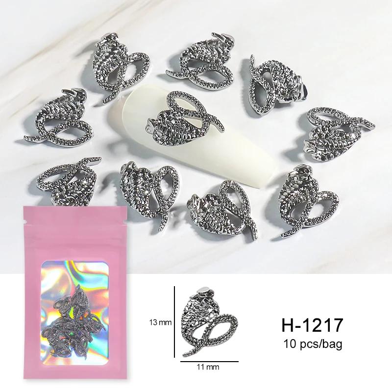 Alloy Skull Nail Charms Retro Halloween Decals Ornaments 3D Ghost Silver Classic Jewelry Nails Art Design Manicure Accessories