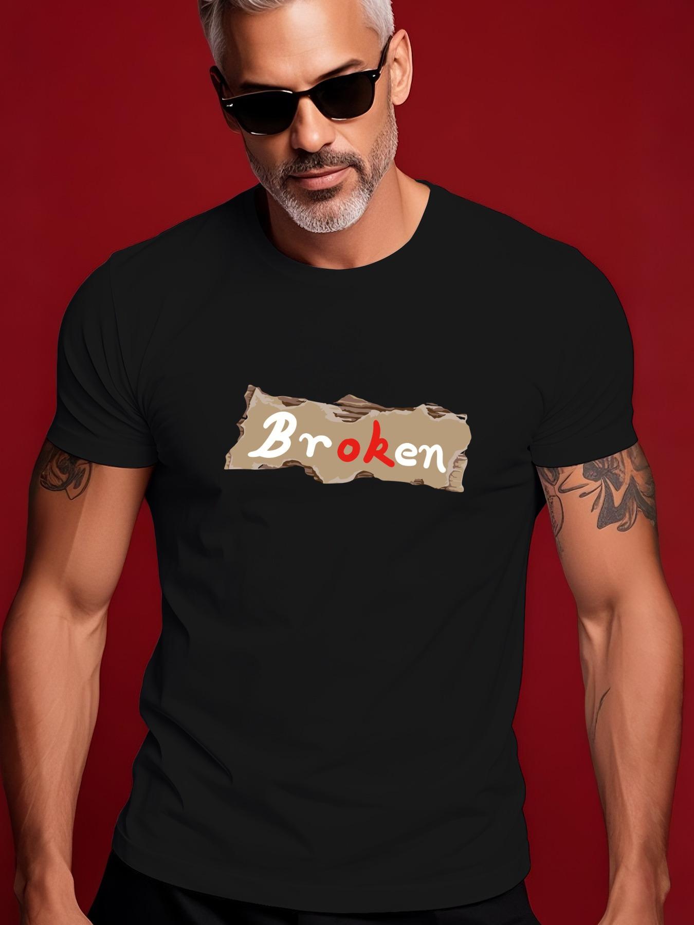 BROKEN Graphic Casual Tshirt - Summer Short Sleeve Round ... XXL