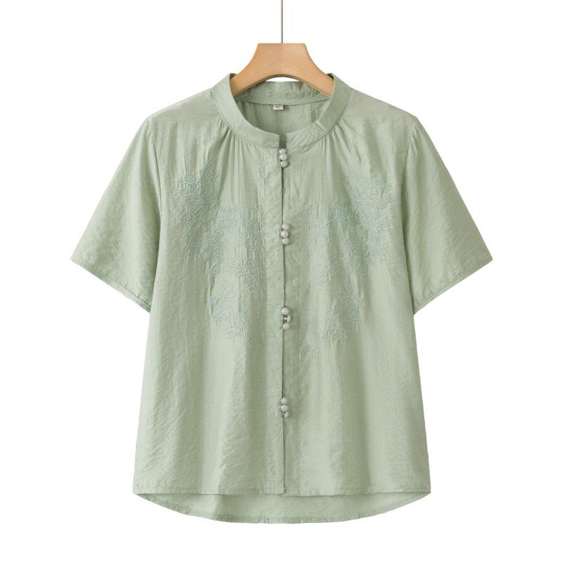 Elegant Chinese Style Summer Shirt for Middle-Aged & Elderly Women