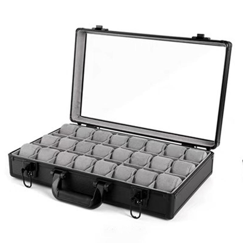 

24 Slot Watch Box Wrist Watches Organizer Suitcase Large Capacity Watch Storage Display Case Transparent Cover Watches Boxes чорний