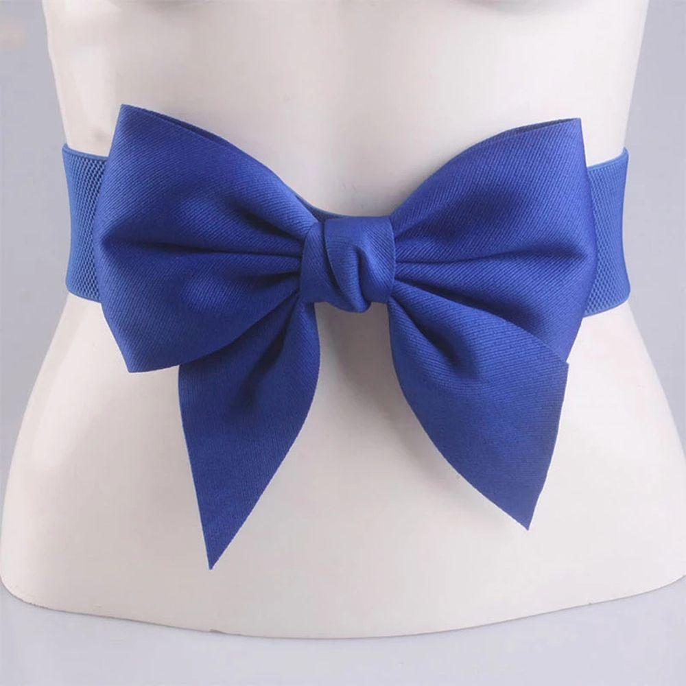 Adjustable Wide Side Elastic Vintage Korean Belt Women Waistbands Large Bow Dress Decoration