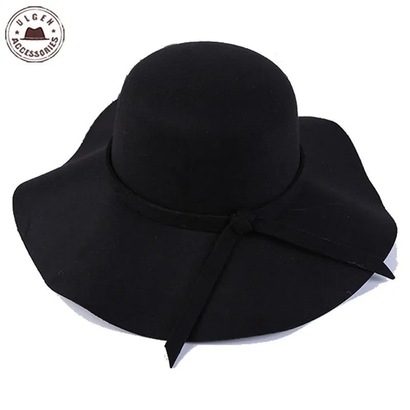 

Модные зимние фетровые шляпы для женщин, шляпа, винтажная кепка-котелок в стиле джаз, фетровая кепка с широкими полями, гибкая, для солнца, пляжа, кашемира, для церкви