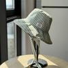 New Korean-style Striped Lace-up Fisherman Hat for Women, Summer Large Brim, UV Protection, Double-sided, Versatile Hiking Hat