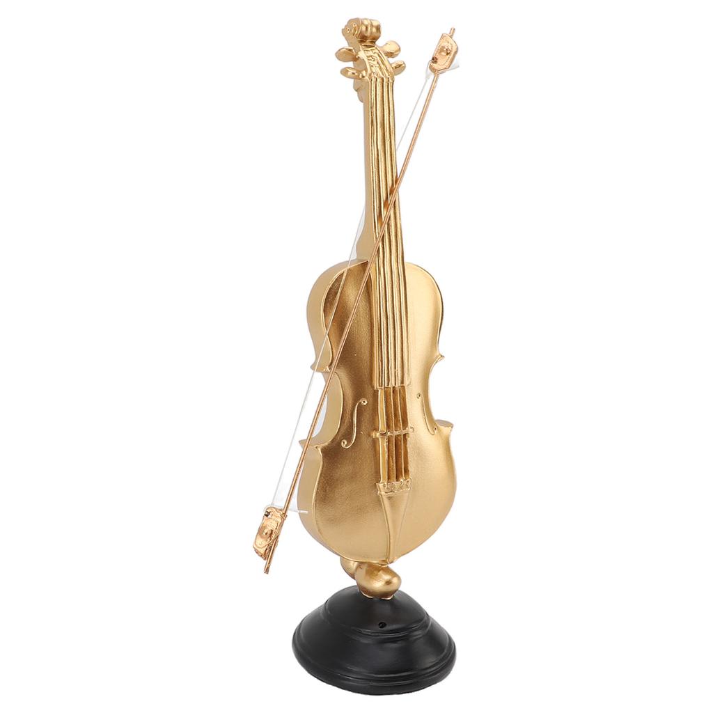 14.17 X 3.94 X 3.82in Violin Figurine Golden Violin Craft Music Art Decor for Home Office Desk Shelf