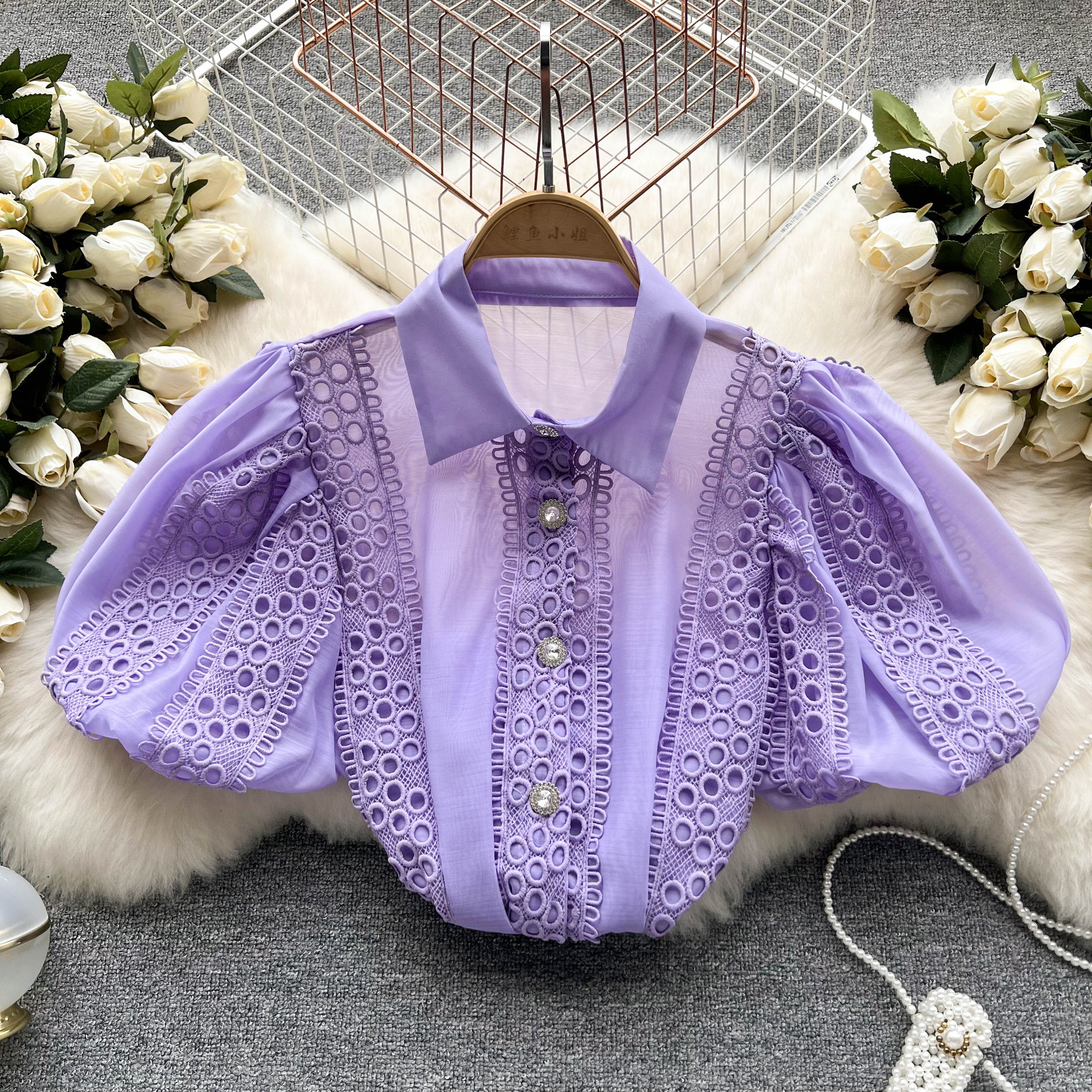 

RUGOD 2022, летняя новая рубашка с цветочным фонарем и короткими рукавами в дворцовом стиле, женская тонкая универсальная рубашка в западном стиле, новинка 2022 года