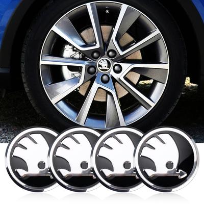 AFF1 4Pcs 56/60mm Car Tire Hub Center Cap Wheel Cap Badge Sticker For S Fabia Superb Octavia Rapid Karoq VII Yeti Kodiaq Kamiq