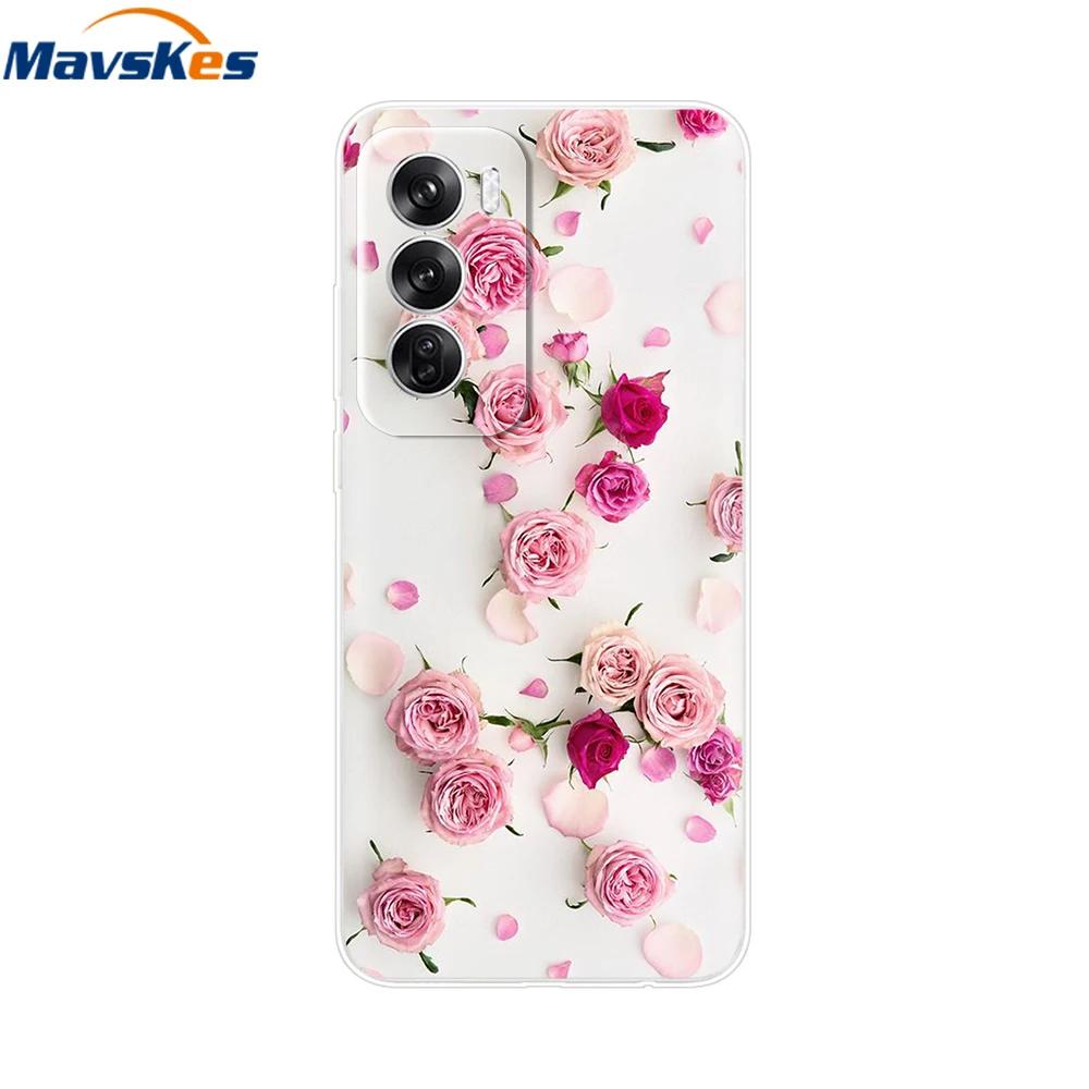 OPPO Reno 12 Pro 5G Case Fashion Flower Silicone Phone Case For OPPO Reno 12 Cover Reno12 Pro Bumper 2024 Soft Black TPU Fundas