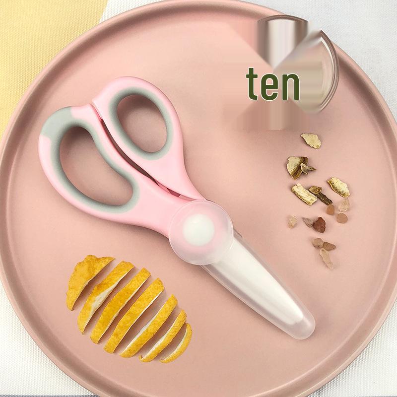 Portable Ceramic Baby Food Scissors with Sheath - Kitchen Tool for Safe Food Prep
