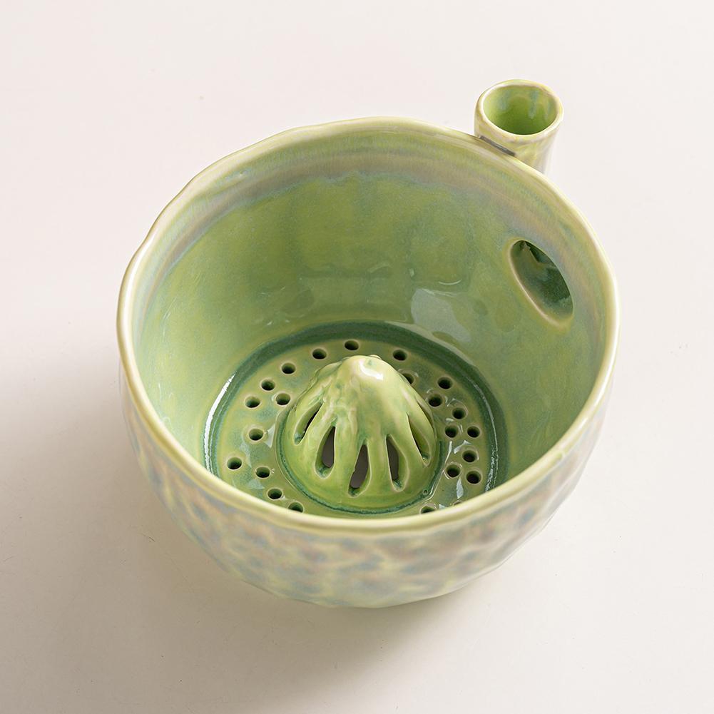 Ceramic Berry Rinse Bowl with Drainage Fruit Washer Spinner 360° Rotating Kitchen Cleaning Berries Vegetable Washer Spinner