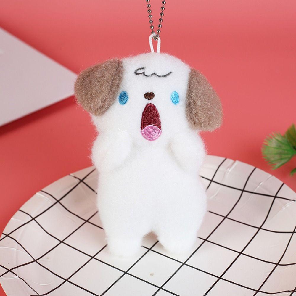 Cartoon Rabbit Shouting Dog Plush Keychain Plush Doll  Dog Plush Keyring   Children Gift