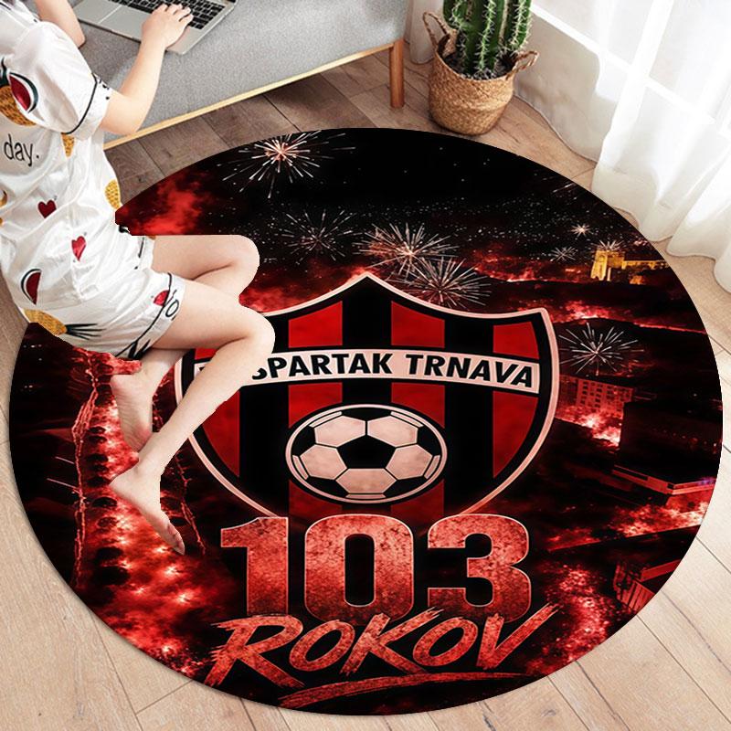 Kulatý koberec FC Spartak Trnava, Koberec do obývacího pokoje, ložnice, k pohovce, herny, Dekorace, Protiskluzová podložka