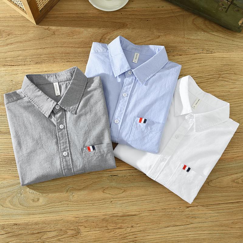 Korean Fashion Mens Long Sleeved Shirts Versatile Solid Color Classical Shirt 100cotton Men Clothing Casual Tops