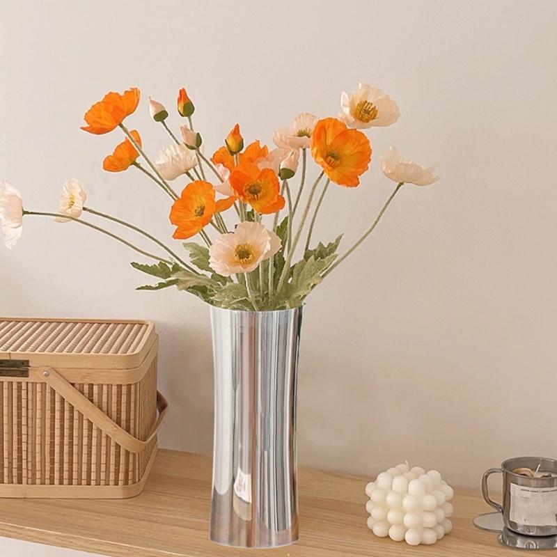 Stainless Steel Flower Vase Polished Flower Holders Modern Elegant Homes Decoration, Durability Table Centerpieces