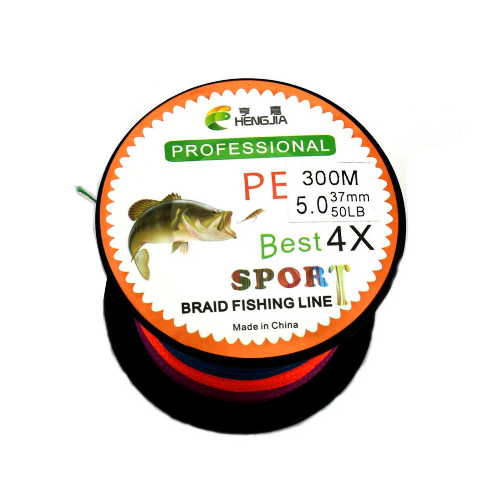 HENGJIA PE Braided Fishing Line, 4-Strand, 300M, 5-Color, 10m/Color Intervals
