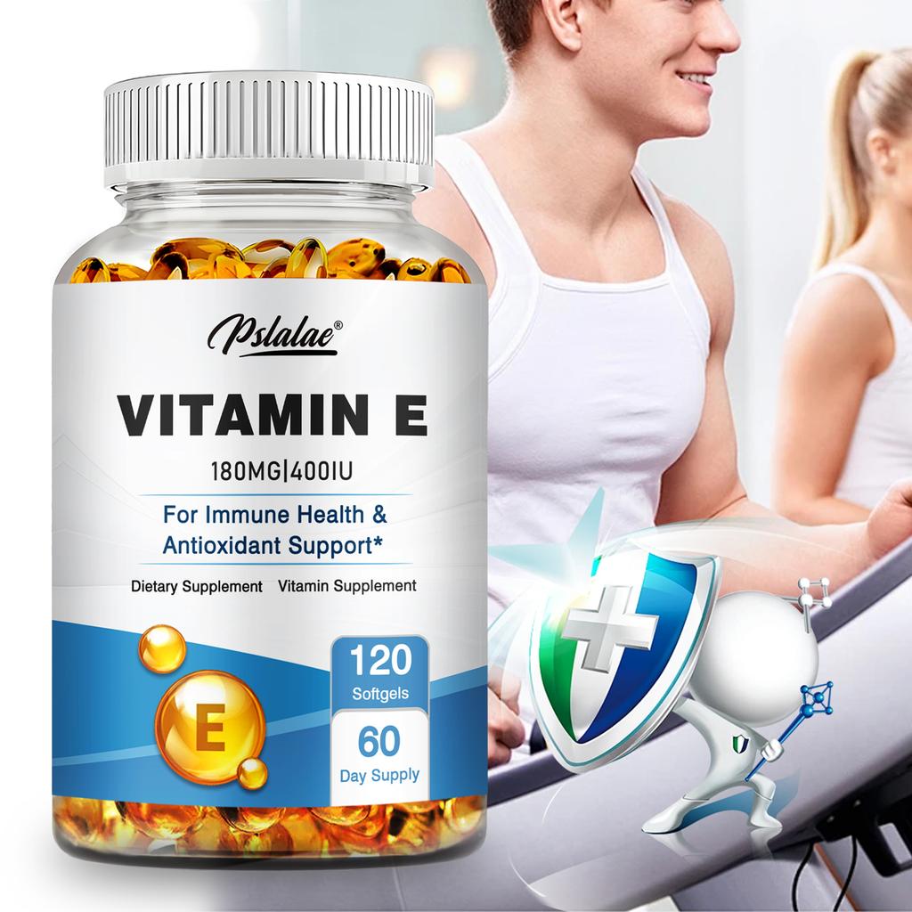 Pslalae Vitamin E 400 IU Capsules - Promote Skin, Supports Immune And Antioxidant Health 120 Capsules