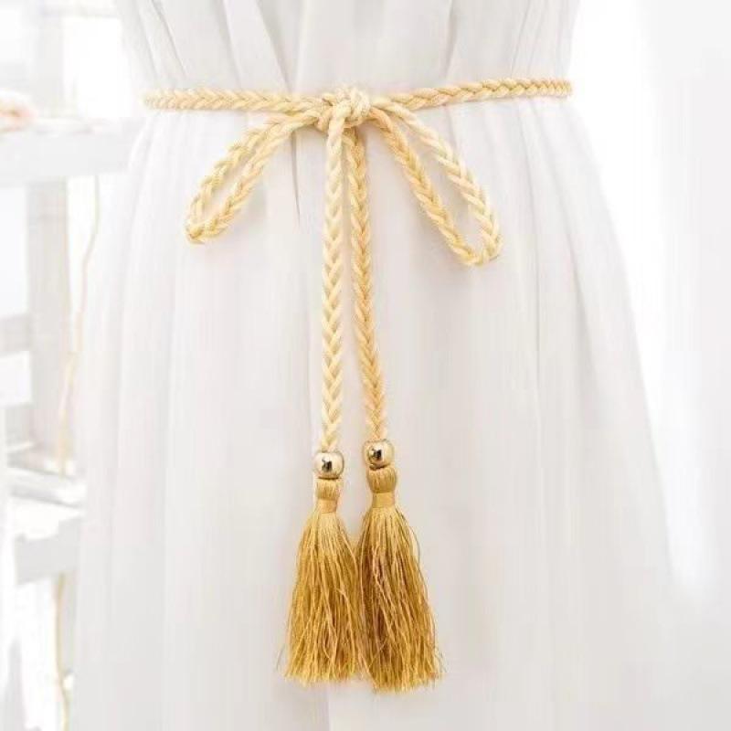 

Knotted Uniquely Designed Waist Chain For Women Featuring Chic Fringe Detail For Dresses Beaded Tassel WhiteYellow