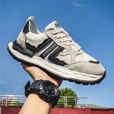 2025 Original -Brand Design New Mixed Material Splicing Mesh Leather Surface Comfortable Breathable Flat Heel Lace-up- Sneakers*