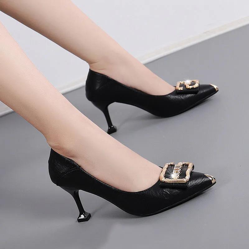 Kadın gündelik tatlı hafif ilkbahar & yaz stiletto topuklu ayakkabılar bayan moda konfor kariyer ofis seksi parti stiletto ayakkabılar ba24