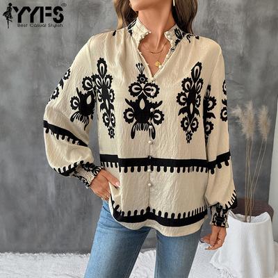 Women's Fashion Casual Spring Autumn Long Sleeve V-Neck Blouses & Shirts