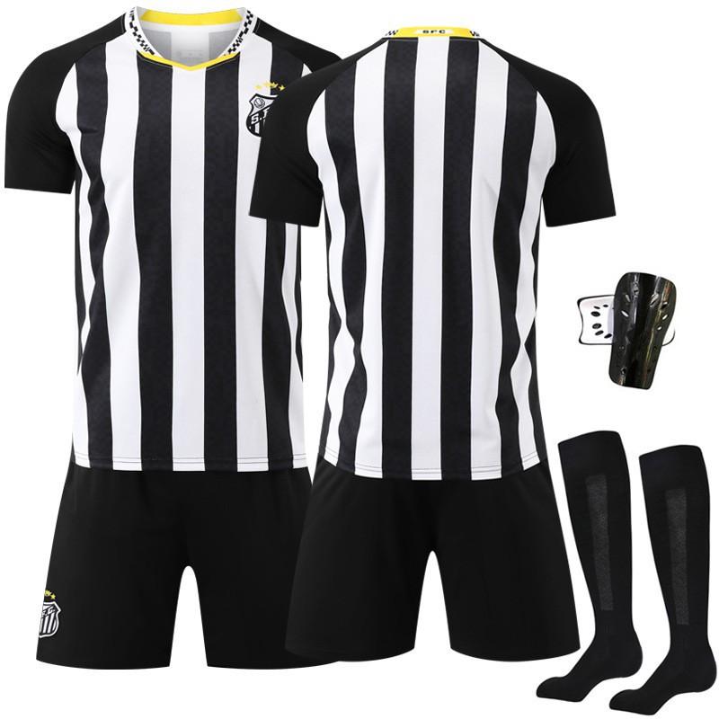 2526 Jersey Schwarz Gestreift Neues Fußballtrikot Set Edition Club Santos Auswärts Nr. 10 Neymar