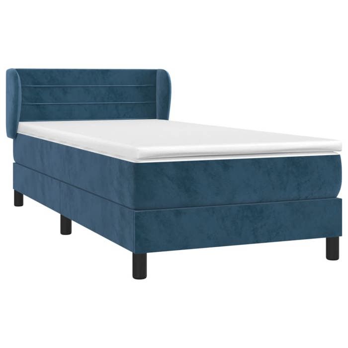 3127521 vidaXL Lit à sommier tapissier et matelas Bleu foncé 80x200 cm Velours