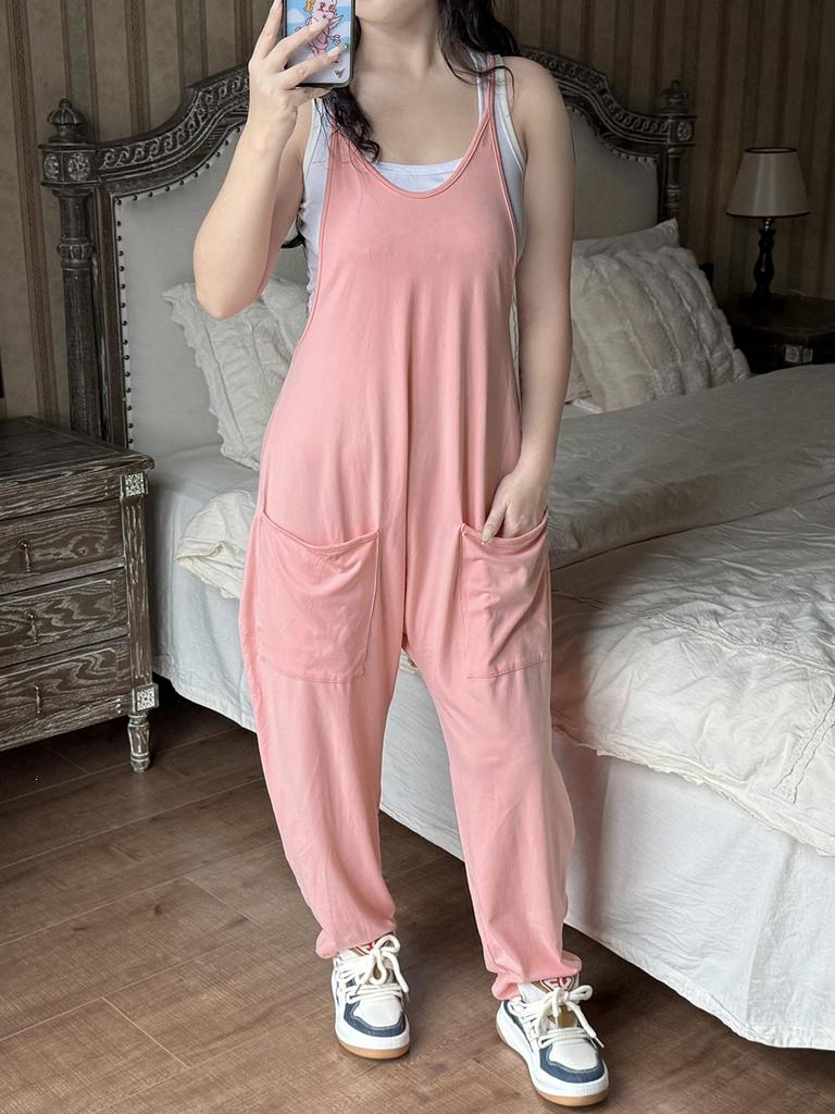 Lässiger europäischer & amerikanischer einfarbiger vielseitiger lockerer Jumpsuit