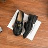 2025 spring new loafers women's retro camellia with French small leather shoes women's grape mother women's shoes