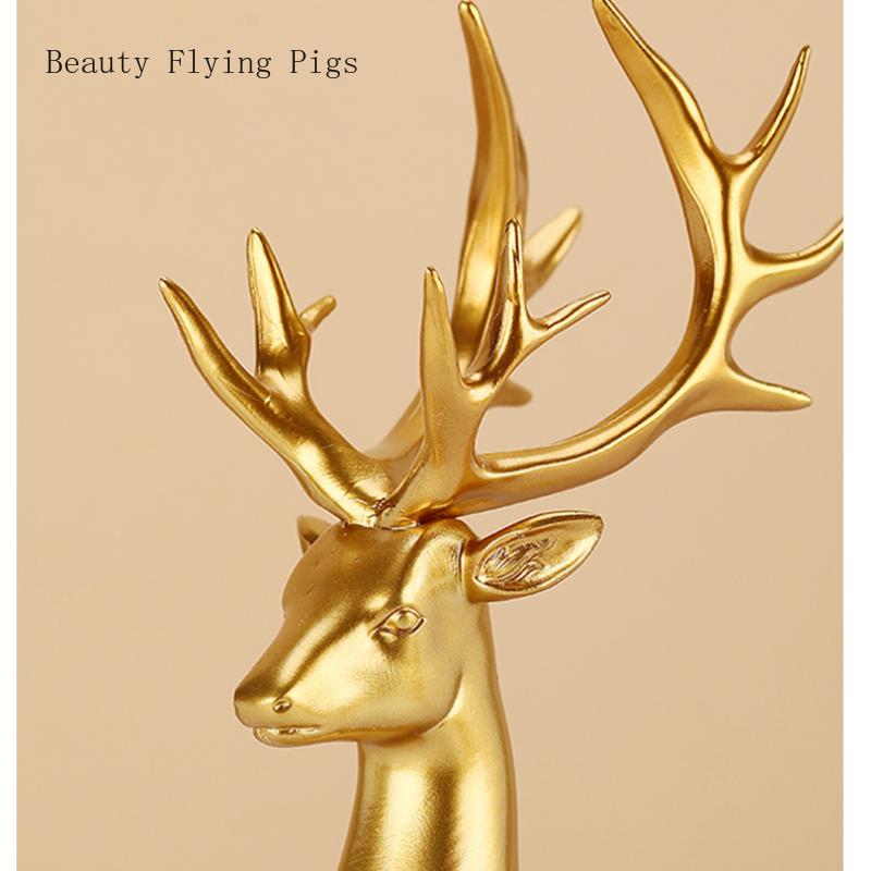 1 Pair of Resin Deer Ornaments, High-end Creative Wine Cabinet Living Room Office Desktop Decoration Housewarming Gift
