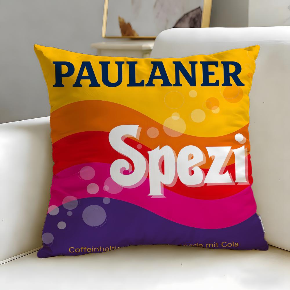 classic beverage brand Paulaner Spezi Cushion Cover Soft  EasyWash Pillow Case  Versatile for Couch Bed Travel and Office