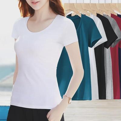 Γυναικείο T-shirt από 100% Βαμβάκι, Κοντομάνικο, Στενής Εφαρμογής - Στρογγυλή Λαιμόκοψη, Ευέλικτο Βασικό Ρούχο, Νέο Στυλ για το Καλοκαίρι, Διαθέσιμο σε Λευκό και Μαύρο.