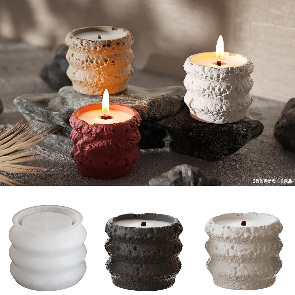 Circular, Stone Pattern Storage Box, Space Moon Pattern, Candle Cup, Aromatherapy Gypsum Jar, Silicone Mold, Candle Mold, White