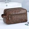 Men PU Leather Wash Bag Travel Business Trips Portable Cosmetic Bag Large Capacity Multi Pocket Design Handheld business trip Wash Bag
