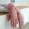 Warm Gloves for Autumn and Winter Women's German Velvet Bow Outdoor Riding Driving Plus Velvet Thickened Cold Proof Touch Screen Gloves