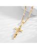 14K Gold Plated Jesus Cross Pendant Necklace, Elegant Smooth Religious Jewelry for Prayer & Holiday Gifting