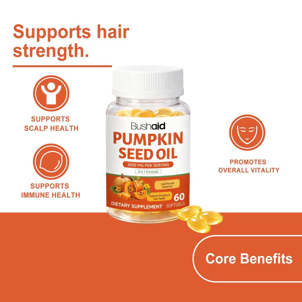 BUSHAID Gentle Pumpkin Seed Oil Hair Capsules for Smooth, Lightweight Hair