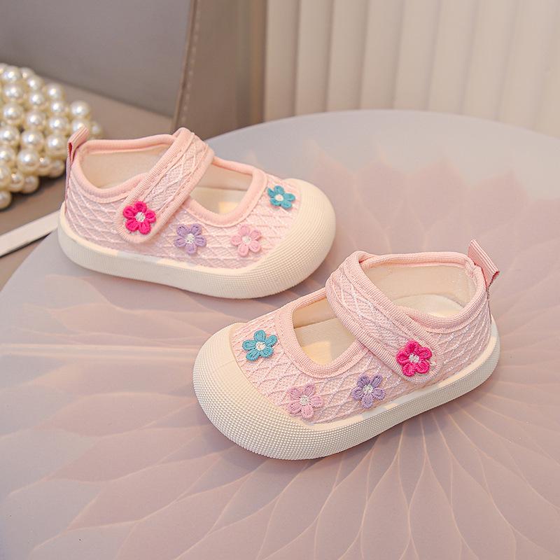 Toddler Girl Casual Canvas Shoes with Cute Flowers - Spring/Autumn 2026