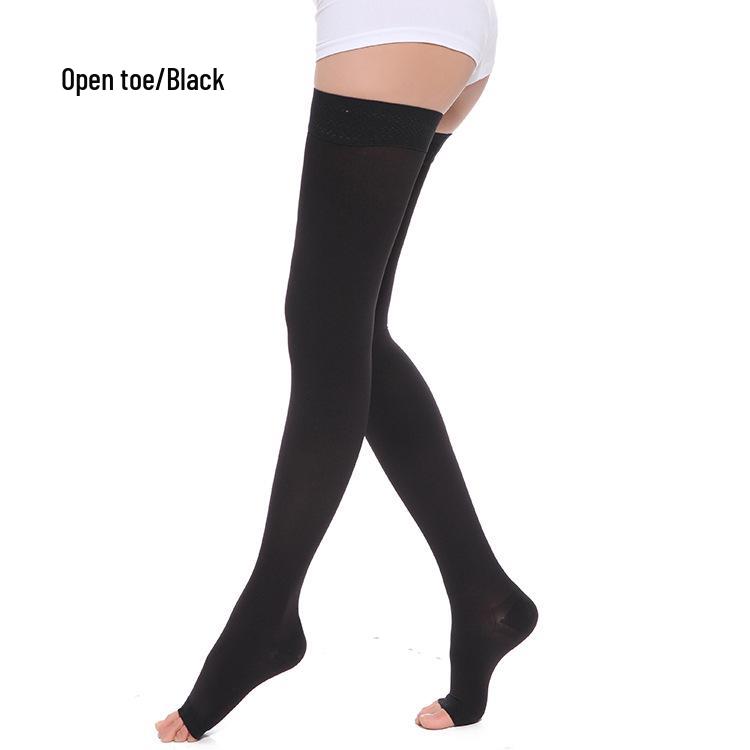 Level 2 Medical Compression Open-Toe Long Leg Sleeves - High Elastic, Slimming, Blood Circulation Support Socks.
