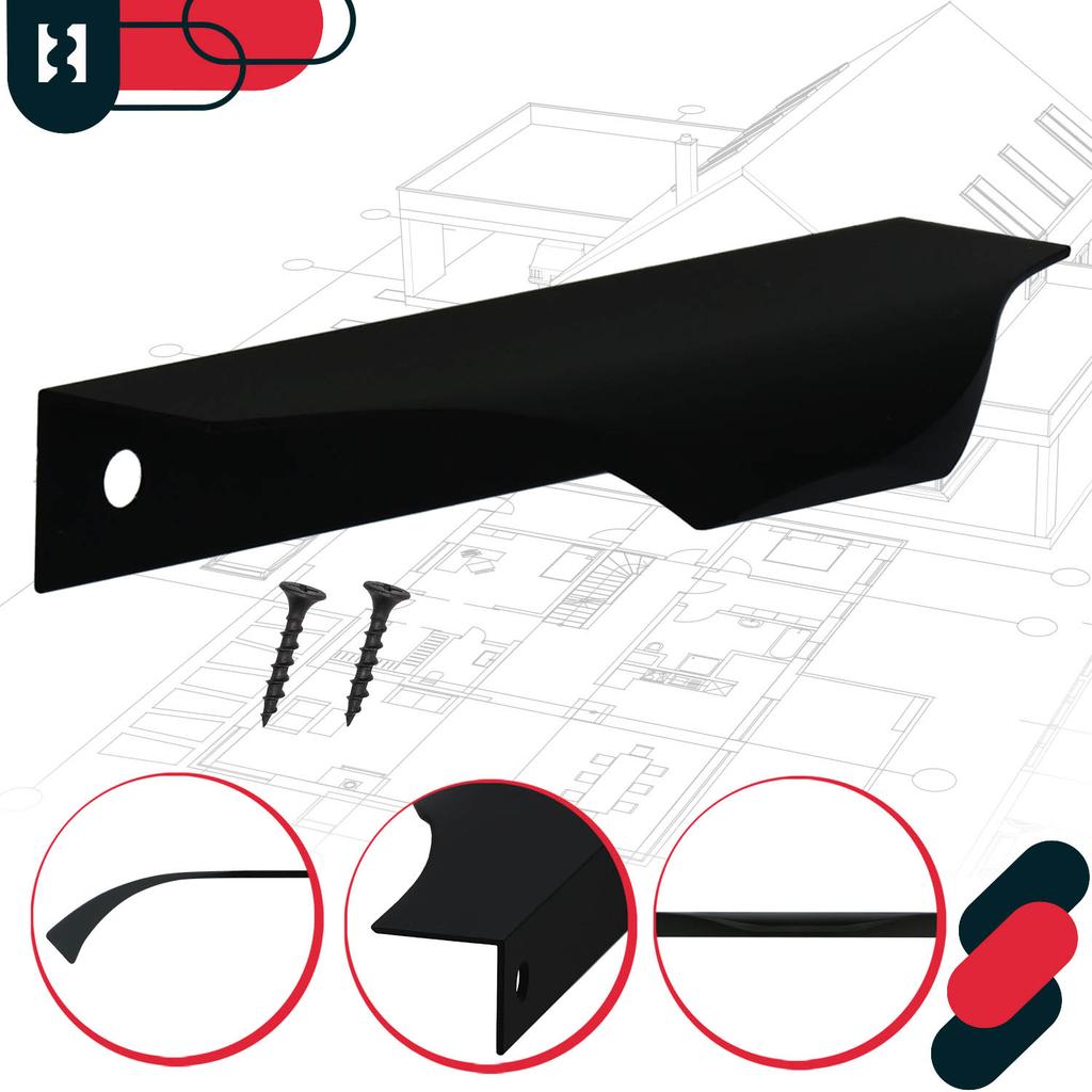 Kotarbau® Modern Edge Furniture Handle Aluminum Matte Black 96 / 116 Mm Set Of 10